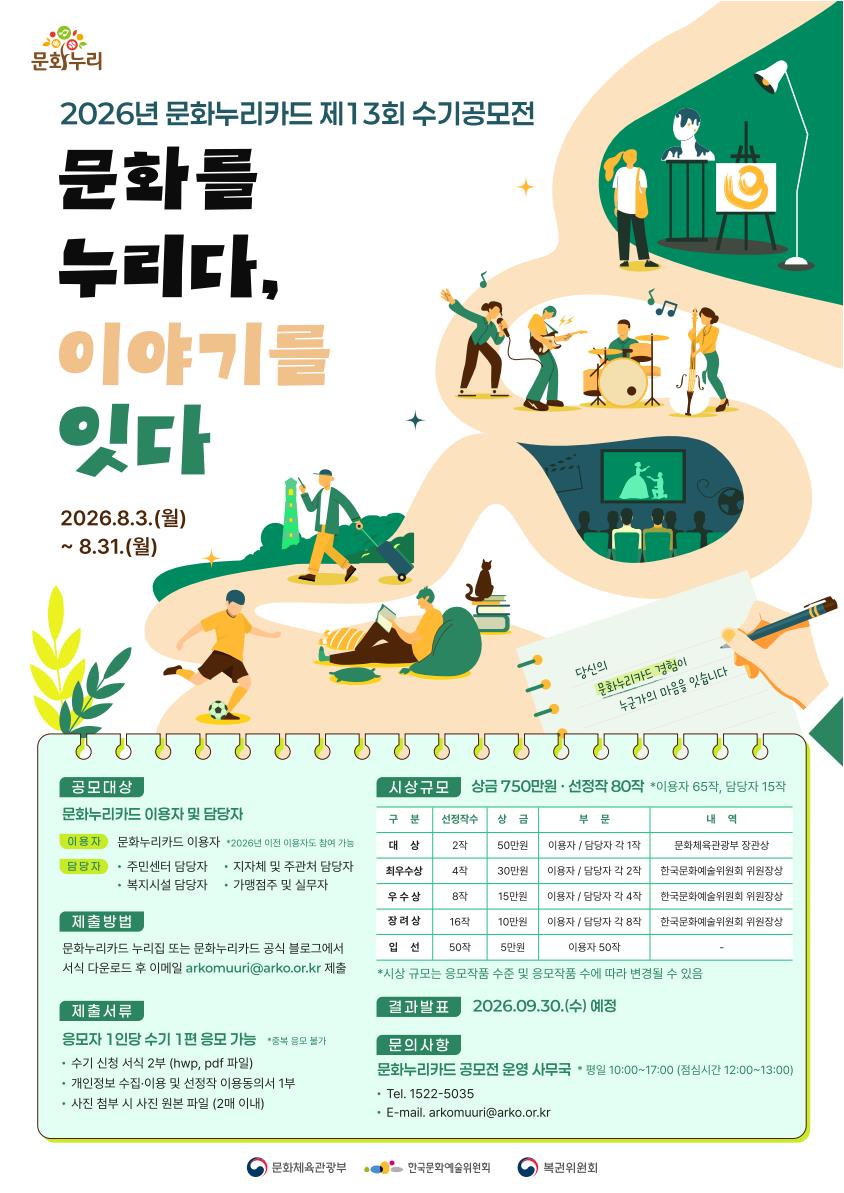 제13회 문화누리카드 수기공모전 <문화를 누리다, 이야기를 잇다> 